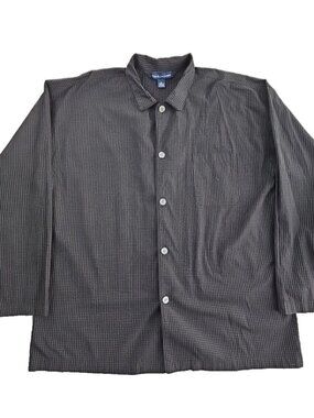 Polo Ralph Lauren Pajama Top Men's XL Black Windowpane Long Sleeve Button-Up EUC